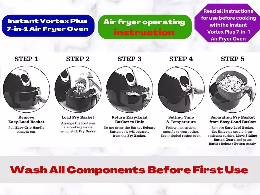 Air fryer operating instruction